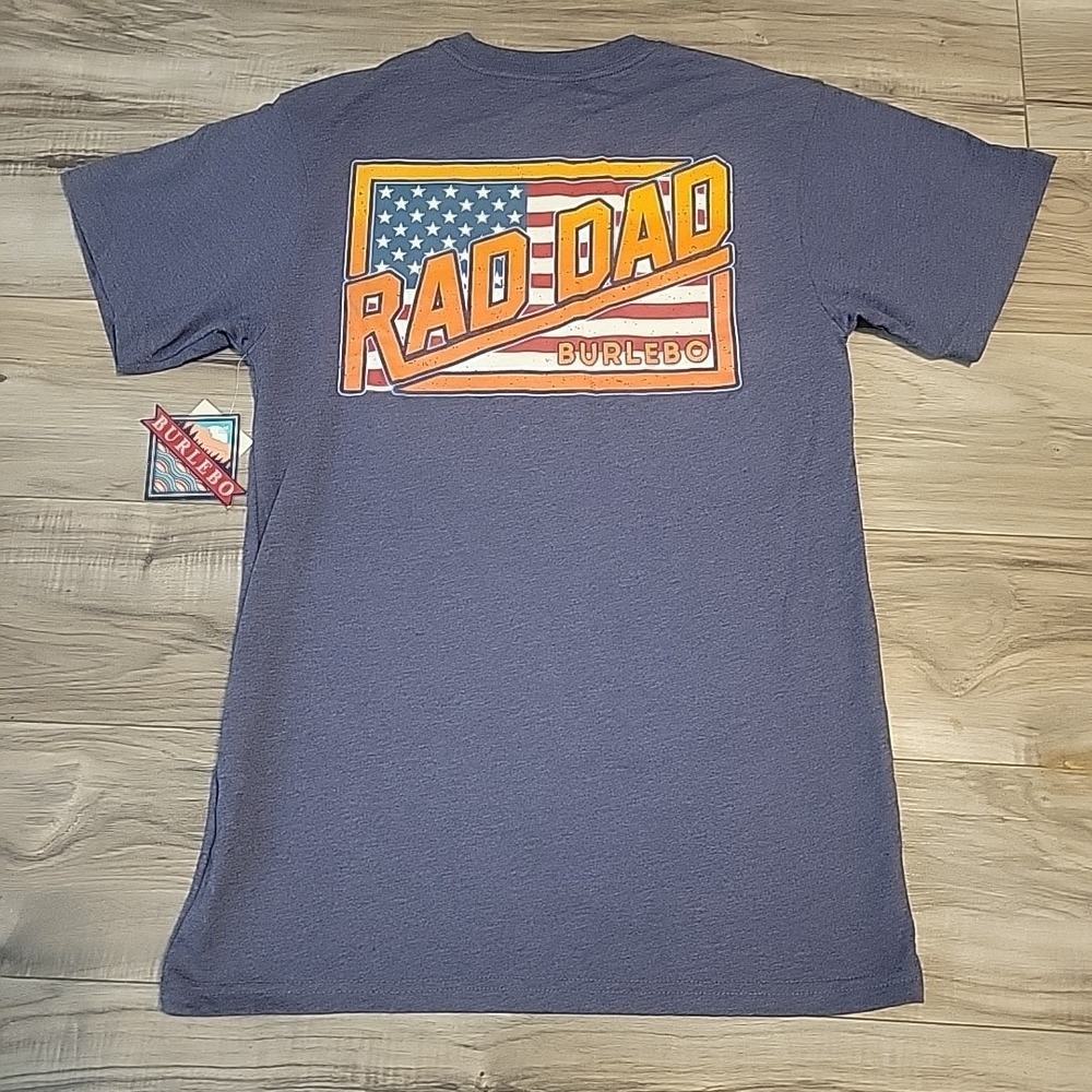 Burlebo T-Shirt Adult Small Blue Crewneck Graphic Short Sleeve Tee NWT‎